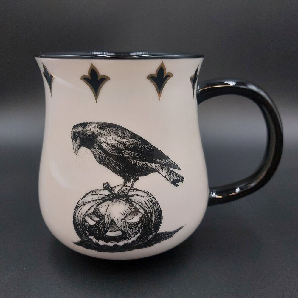 Potter's Studio Black Raven Jack O Lantern Ceramic Mug Halloween